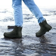 EONROACOO Mens Rain Boots Waterproof Rubber Ankle Boots for Mens, Black(Size 11)