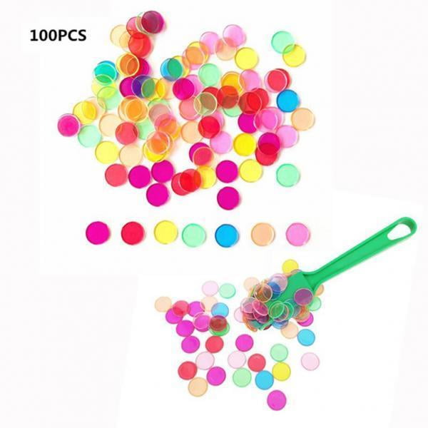 Chips de bingo multicolor Baoblaze 2xAstored con Varita magnética 100 fichas