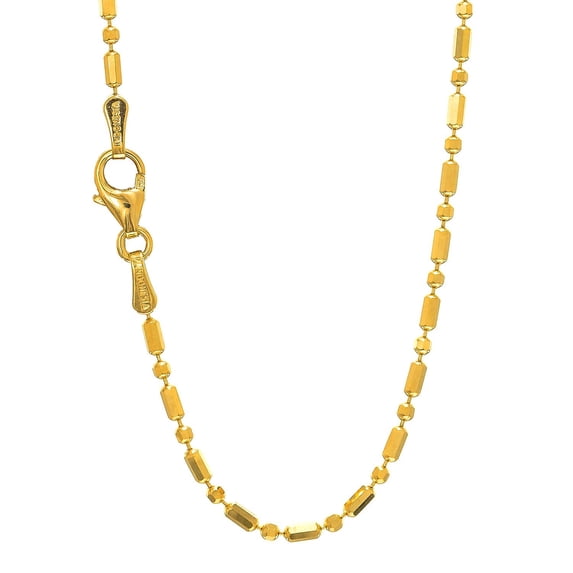 14k Solid Yellow Gold 1.5Mm Bar Bead Ball Chain Necklace 20"