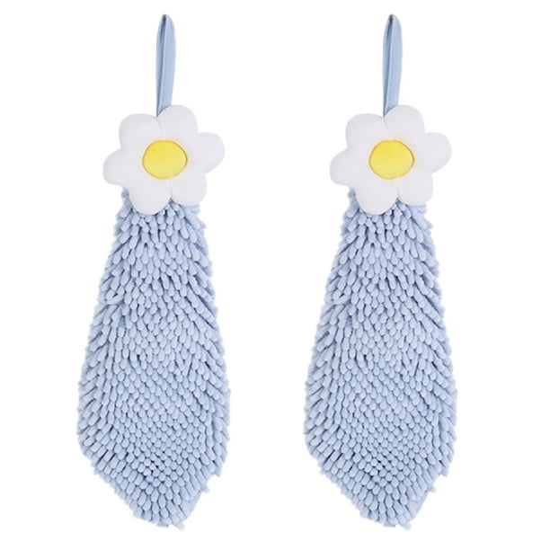 Paquete de 2 toallas de mano colgantes suaves de chenilla, absorbentes, para cocina y baño