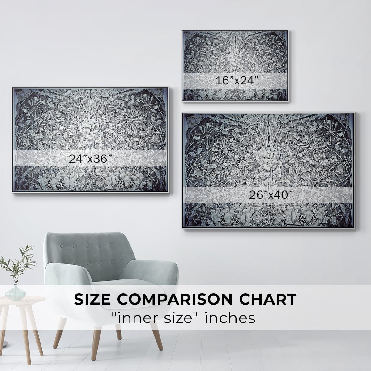 Vintage Abstract Print-LV Framed in White Wood Gallery Wrapped Canvas 25 in. x 37 in.