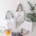 thumbnail image 4 of Portable Cartoon Beach Bag Cartoon Animal Printed Tote Picnic Bag Food Tote Lunch Bags Canvas Shoulder Bag KHAKI, 4 of 8