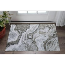 HomeRoots 511909 2 x 3 ft. Ivory Blue & Gray Abstract Power Loomed Rectangle Area Rug