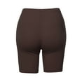 thumbnail image 3 of A2Y Women's Basic Solid Premium Cotton Mid Thigh High Rise Biker Bermuda Shorts Brown 1XL, 3 of 5