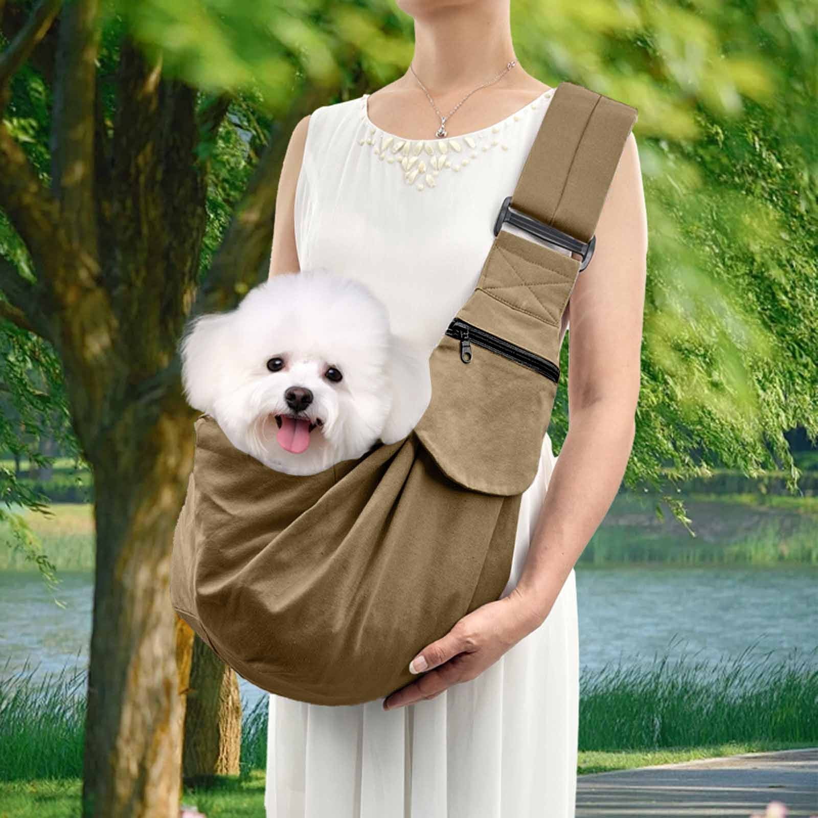 YAYUBA Cat Carrier Sling Bag, Soft Comfortable Cat Carrier Pouch Dog Carriers for Small Dogs Widened Shoulder Straps with Outer Pocket for Outdoor Walking and Travel,Khaki