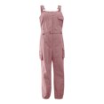 thumbnail image 3 of OKBOP Red Cargo Pants,Loose Dungarees Loose Long Pockets Rompers Jumpsuit Trousers Pants for Women, 3 of 9