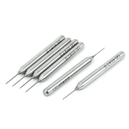 

0.45mm Tip 7mm Cutting Depth Spiral Flute Carbide PCB Micro Drill Bits Tool 6PCS