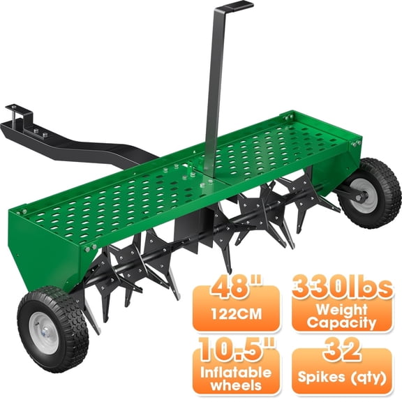 48" Lawn Aerator Tow Behind for Plug Aerating W/Universal Hitch for Lawn &Garden