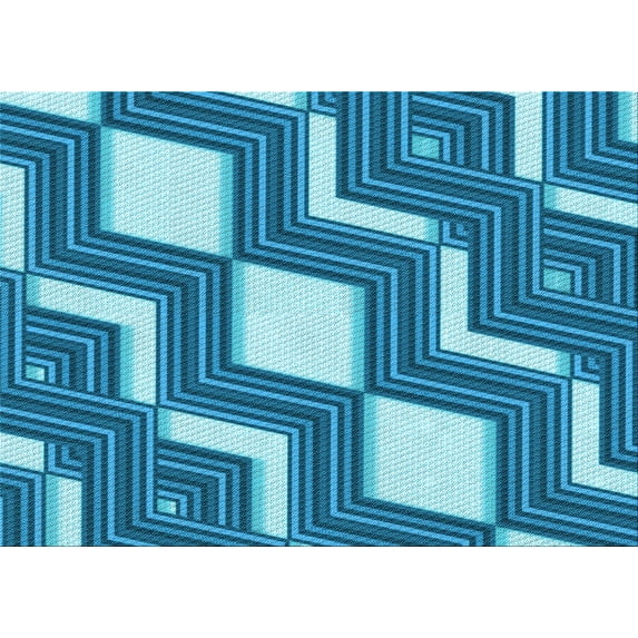 Ahgly Company Machine Washable Indoor Rectangle Transitional Blue Area Rugs, 7' x 9'