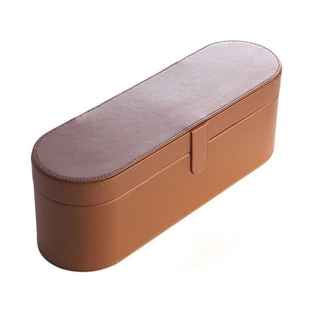 Toystoory Estuche de almacenamiento para secador de pelo de cuero PU, reemplazo portátil, Color sólido, elegante, , gran capacidad, caja para Almacenamiento y organización del hogar Marrón
