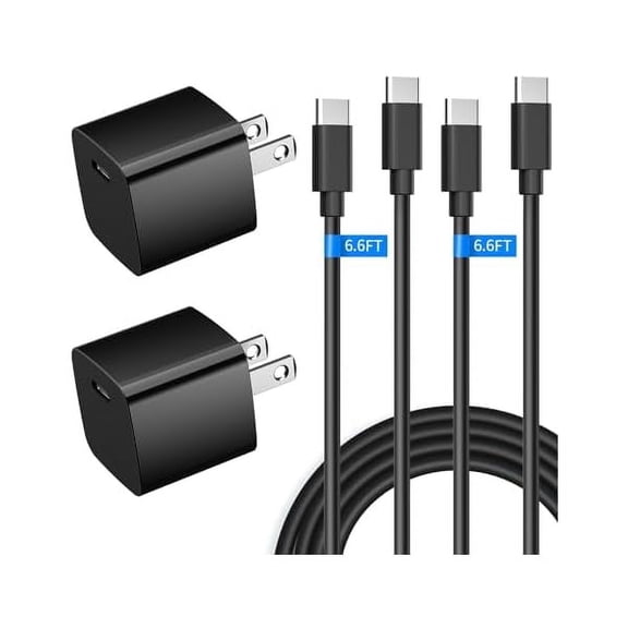Quyaojz for 20W USB C Wall Charger Block Compatible With Android Samsung Galaxy A17 5G A16 A15 A55 A54 A13 A53 A52 A51 A71 A32 A42, [2 Pack] PD Type-C Port Compact Cube Fast Charging Power Adapter