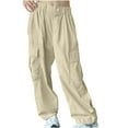 thumbnail image 2 of CHEEREAM Girls Cargo Pants Wide Leg Streetwear Kids Pants with Pockets Trendy Jogger Trousers 5-14 Years, 2 of 7