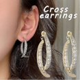 thumbnail image 2 of Cross Curved Earrings for Women Zircon Glitter Earrings Birthday Valentine's Day Jewelry Gift, 2 of 5