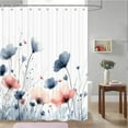 thumbnail image 2 of Floral Shower Curtain, Spring Flower Cloth Shower Curtains for Rustic Vintage Bathroom Decor, Spring Plant Shower Curtains Watercolor Floral Shower Curtain Cloth Set with Hooks, 60x72inch, Grey, 2 of 5
