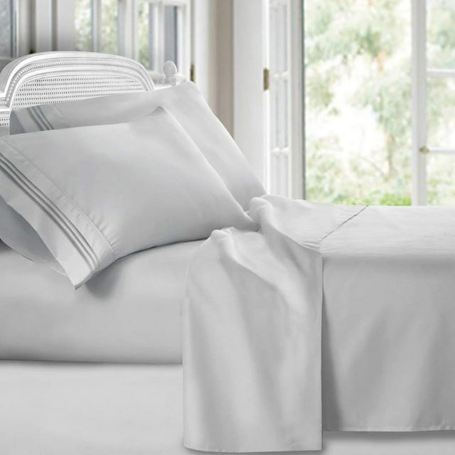 Clara Clark Split King Sheets Set Deep Pocket Bed Sheets for Split King Size Bed 4 Piece Bed Sheet Set Super Soft Bedding Sheets & Pillowcases Split King Silver Gray