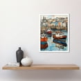 thumbnail image 2 of Newlyn Harbour Trawler Boats Promenade Watercolour Painting Cornwall Coastal Townscape Art Print Framed Poster Wall Decor 12x16 inch, 2 of 5