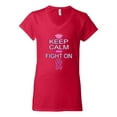 thumbnail image 2 of Keep Calm and Fight On Breast Cancer Awareness Womens V-Neck Tee, Red, 2XL, 2 of 3