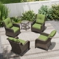 thumbnail image 3 of MeetLeisure 5 Piece Wicker Patio Furniture Set, 2 Swivel Rocker Chairs, 2 Rattan Armchairs, 1 Side Table, High Back, Deep Seating, Thick Cushions for Deck Porch, Green, 3 of 10