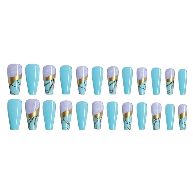 ruzhgo Length Coffin Fake Nail Scratch Resistant Press-on Fingernails Removable Trimble Nail Tip Adjustable Manicure Stickers Girls Type 1 Type 37