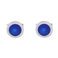 thumbnail image 1 of Gemelos modernos esmaltados en azul para hombre, diseño redondo, 1 of 3