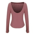 thumbnail image 4 of Yuwull Going Out Tops For Women Women's Sexy Backless Loose Shirt Long Sleeve Open Back Ribbed Tee Top Blouse, 4 of 7