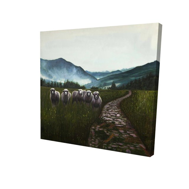 Mouton à la Campagne - Toile 24"x24 Pouces - Impression à la Demande