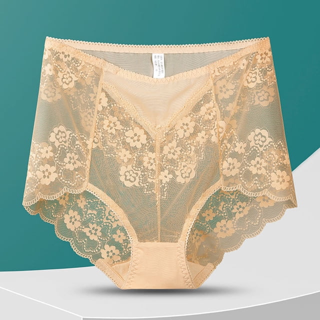 Culotte String Taille Haute Sans Coutures en Dentelle Jacquard pour Femmes, Confortable et Stylée, Culottes Transparentes