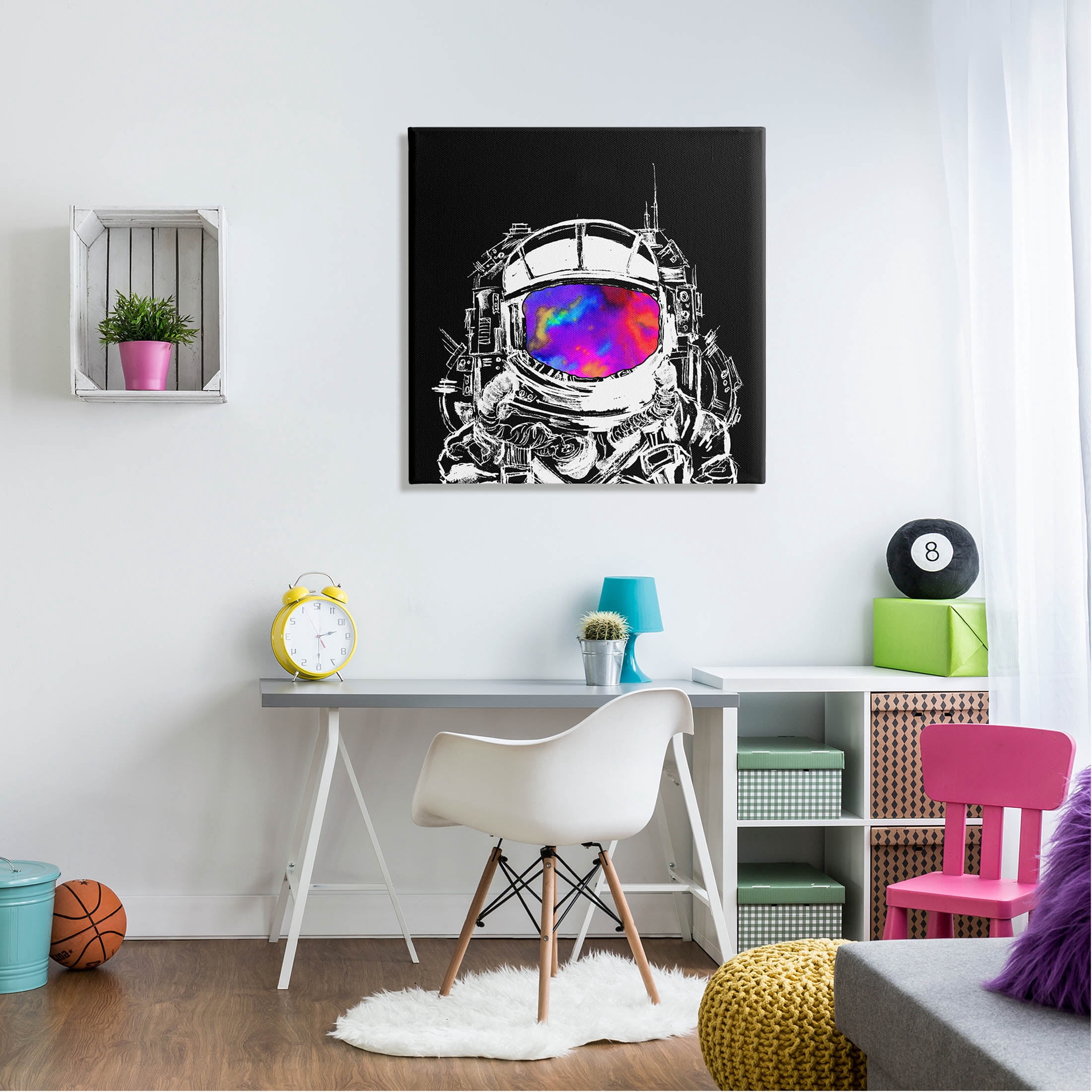 Astronaut Vivid Rainbow Nebula Art for Kids Graphic Art Gallery Wrapped Canvas Print Wall Art