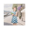 thumbnail image 4 of Sunny Fashion Girls Sleeveless A-Line Dress Satin Blue Wave Print Knee Length Casual Beach Party Summer Holiday 7 Years, 4 of 7