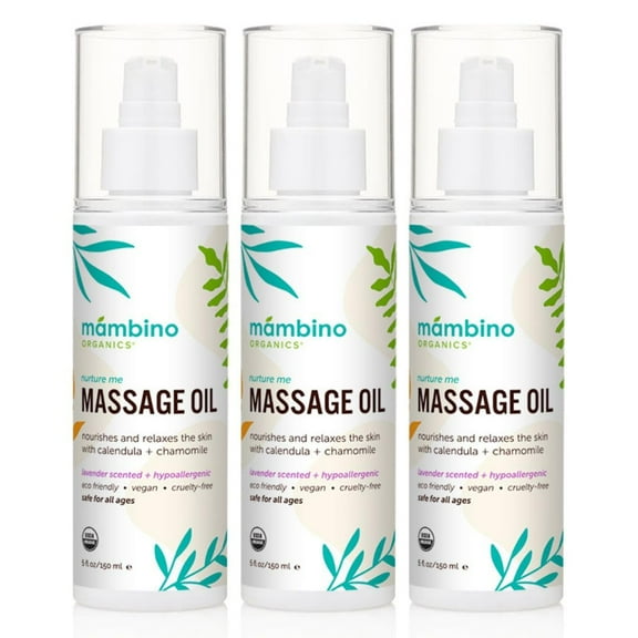 Mambino Organics After-Bath Calendula Baby Oil – 3-Pack Massage Bath Oil for Baby Sleep, Dryness, Itching & Redness – Soothing Newborn Bath Oil with Lavender, Chamomile & Jojoba Oil Organic, 5 Oz.