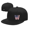 thumbnail image 7 of DouZhe Flat Brim Cap Snapback Hat, Letter W Usa Flag Stickers Prints Adjustable Black Adult Baseball Cap, 7 of 7