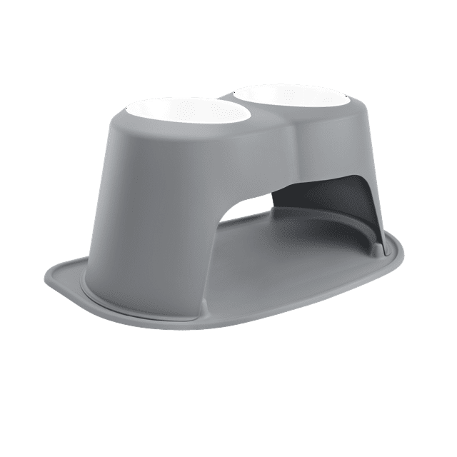 WeatherTech Système d'Alimentation pour Animaux Double Hauteur 14 Pouces Support Haut - Plastique Sans BPA - Gris Foncé