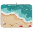thumbnail image 1 of Waves and Seashells Dish Drying Mat Kitchen Mats Microfiber Counter Absorbent Dish Pad Drainer Rack, 1 of 8