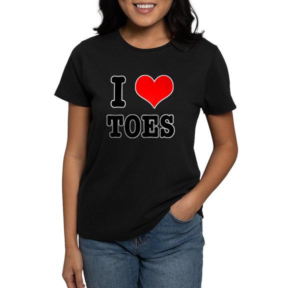 CafePress - I Heart (Love) Toes Women's Dark T Shirt - Women's Traditional Fit Dark T-Shirt
