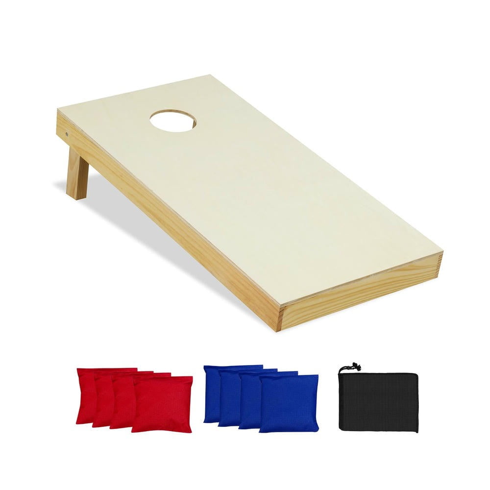GVN Professional Cornhole Board - Solid Wood Construction, Foldable & Portable Design, Includes 8 All-Weather Bean Bags for Outdoor Fun, Natural