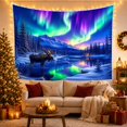 thumbnail image 3 of Bull Moose in Aurora and River, Peaceful Fantasy for Nature Enthusiasts, Wildlife Scenery Art, Housewarming Gift Tapestry Wall Hanging for Bedroom and Living Room, 3 of 7