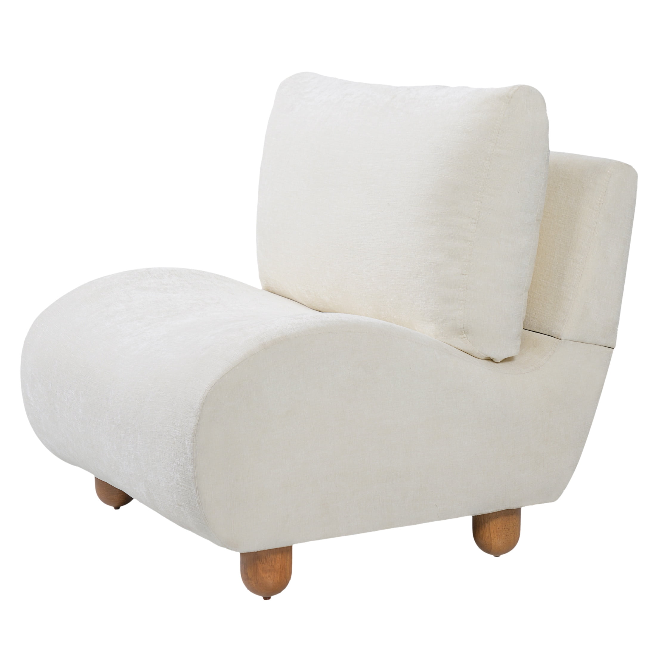 Christopher Knight Home 30.1" Modern Curved Accent Chair, Linen Upholstered with Wood Legs, Beige White