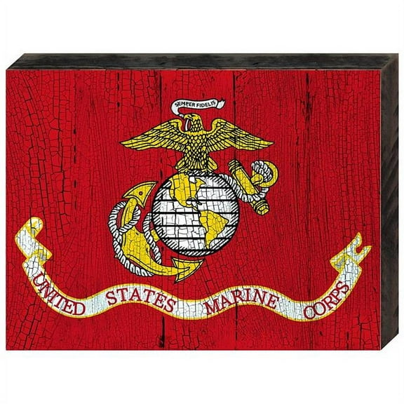 Designocracy 85098-MR-12 Marines Military Patriotic Flag Art on Board Wall Decor