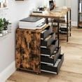 thumbnail image 2 of POWERSTONE 5 Drawers Chest Wood Storage Cabinets with Locking Wheels Filing Cabinet Under Desk Storage for Office Home, Coffee & Black, 2 of 14