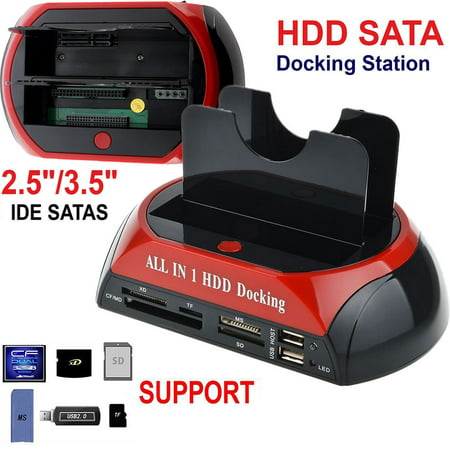 HDD Docking Station IDE SATA Dual USB Clone Hard Drive Card Multi Function Reader With US