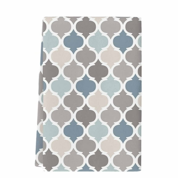 Dish Towels, Gray Blue Beige Abstract Quatrefoil Pattern Absorbent Kitchen Towels 1 PC, Geometric Microfiber Hand Towels Dish Cloths Tea Towels for Home  Bathroom,18X28-Inch,