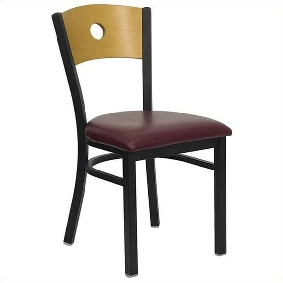 Bowery Hill Black Metal Dining Chair with Burgundy Seat