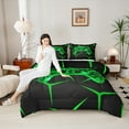 thumbnail image 4 of Castle Fairy Green Gamepads 3 Pieces Queen Comforter Set,3D Geometric Ultra Soft Bedding Sets,Video Game Bedding Comforter Set,Luxury Boys Bedroom Decor,Reversible, 4 of 8