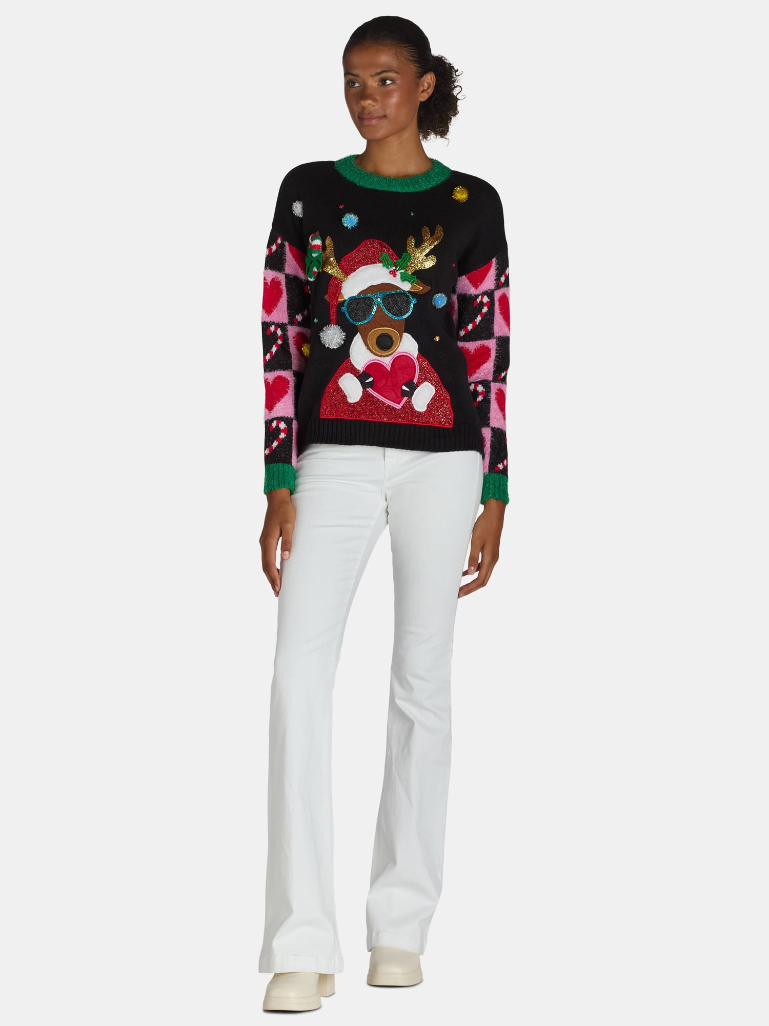 Holiday Time Embellished Sweater, Women’s, Sizes XS-3X