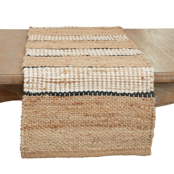 Saro Lifestyle Earthy Jute Stripe Table Runner