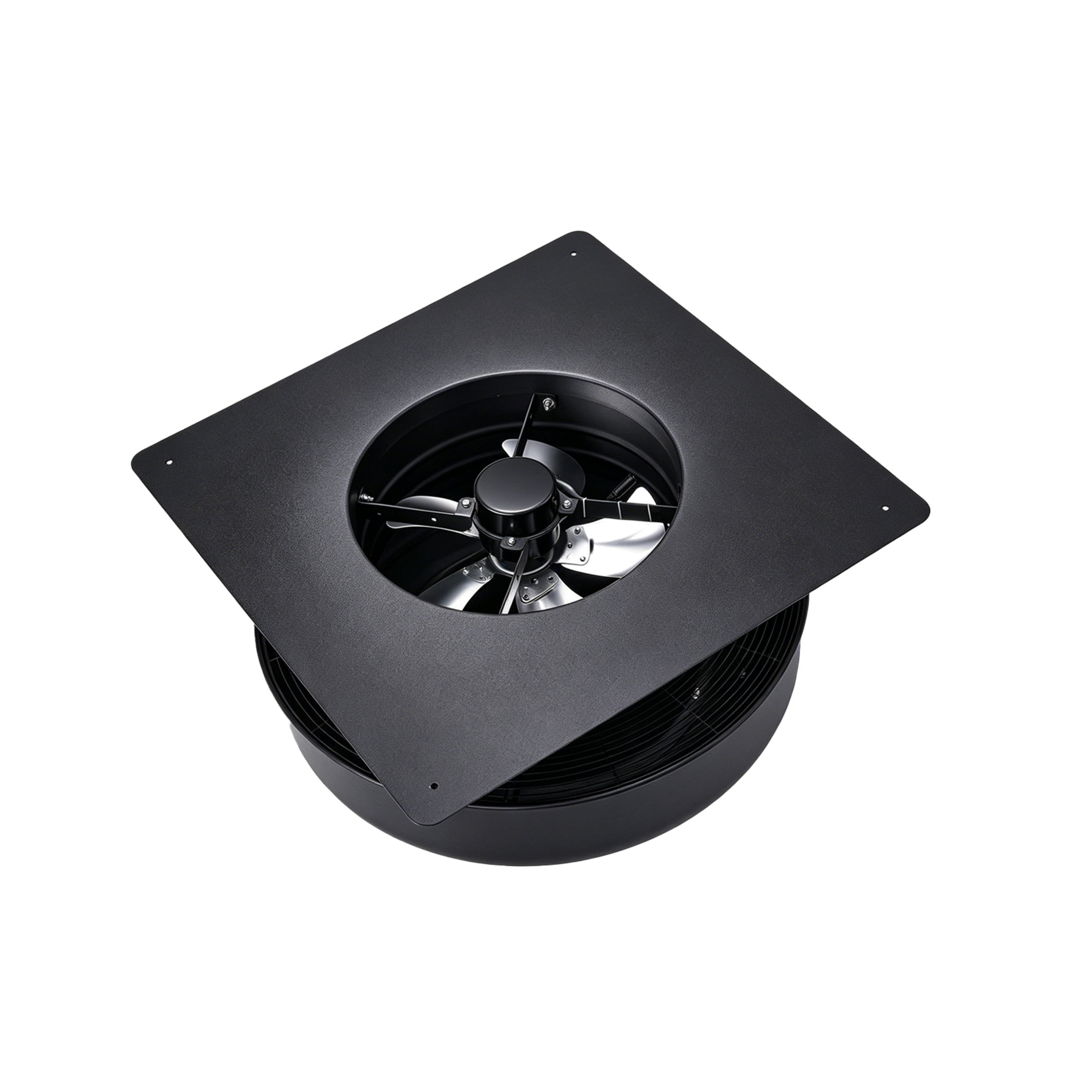 Noble House 12" Flush Mount Round Solar Roof Vent Fan, 30W Dual Power Attic Exhaust Fan for Attic Garage, Black