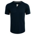 thumbnail image 5 of Lu's Chic Men's Short Sleeve Henley Solid Waffle Knit Tees Casual Summer Lightweight Quick Dry Gym Sport Muscle Shirt Slim Fit Crew Neck T-Shirt Navy Blue Large, 5 of 5