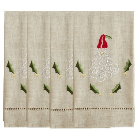 

Saro Lifestyle-Santa Design Embroidered and Hemstitched Guest Towels (Set of 4)Setof422inX14inX0.15In.