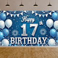 thumbnail image 5 of Blue Theme 17th Birthday Banner Silver Numbers Display Balloon Decor Firework Design Teen Birthday Backdrop for 17th Birthday Party Teen Celebration Indoor Decoration, 5 of 9