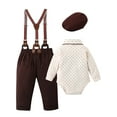 thumbnail image 2 of Baby Boy Suit Clothes 0-18M Infant Tuxedo Gentleman Outfits Long Sleeve Suspender Pants Bowtie Hat, 2 of 14